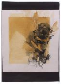 AR LOUISE ELVIN (CONTEMPORARY) Bees mono-print with overpaint, signed in pencil to lower left margin