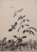 AR WINIFRED MARIE LOUISE AUSTEN (1876-1964) "Lapwings" black and white etching, signed in pencil