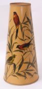 Vintage lamp shade decorated with printed bird design, 66cms high