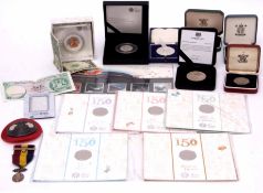 Mixed Lot: five various Royal Mint Beatrix Potter 150 year 50p pieces together with a coloured