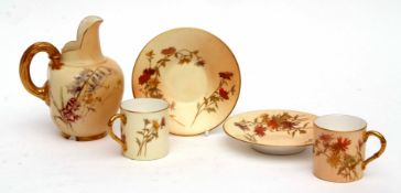 Collection of late 19th/early 20th century Royal Worcester blush wares some retailed by Osler of