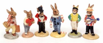 Collection of six Bunnikins including Father Bunnikins and Ringmaster Bunnikins