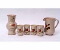 Mid-20th century Royal Doulton Studio Pottery lemonade set and vase decorated by Agnete Hoy, the