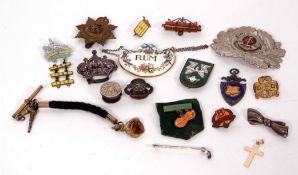 Mixed Lot: RASC cap badge together with a British Legion lapel badge, other assorted speedway etc