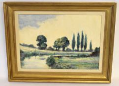 Ian Houston, signed oil on board, "Trees by the River Glaven - North Norfolk", 34 x 49cms