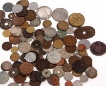 Mixed Lot: UK and World coins including a Victorian 1887 crown