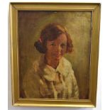 La Vatino, signed oil on canvas, Portrait of a young girl, 44 x 35cms