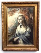 John Downman, signed and dated 1875, watercolour, Portrait of a young lady in woodland, 49 x 34cms