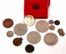Mixed Lot: four various commemorative crowns together with a George VI Coronation medallion,