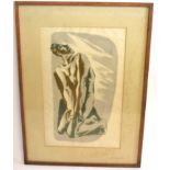 Hans Feibusch, lithograph, Kneeling man, 46 x 28cms