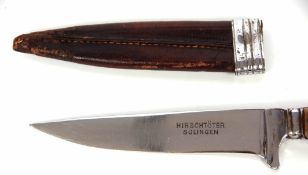 Mid-20th century German dagger, Hirschtoter-Solingen, the single edged polished blade with riveted