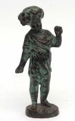 Vintage bronze figure or car mascot depicting standing figure of a child, 21cms high