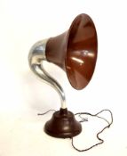 First half of 20th century brown painted and polished aluminium BT-H speaker of trumpet form and