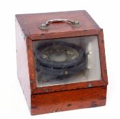 Mid-20th century mahogany cased and gimballed marine compass, H Hughes & Sons Ltd - London, the