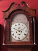 Mid-19th century mahogany cased 8-day longcase clock, maker name rubbed, the swan neck pediment with