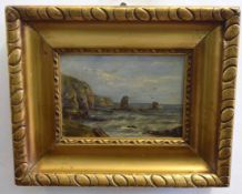 M M B, initialled oil on canvas, Coastal scene, 12 x 17cms