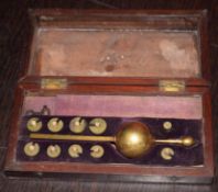 Late 19th century Sike's type hydrometer in a hinged rectangular case with fitted interior with