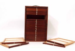 Late 19th/early 20th century mahogany microscope slide case of rectangular form and containing 28