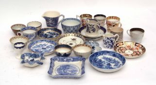 Collection of blue and white ceramics together with Derby Imari wares and Staffordshire jug with