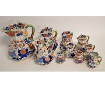 Collection of 19th century Mason's jugs with typical chinoiserie designs, varying sizes (10),