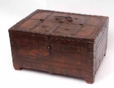 Large wooden box with simulated brass fitments
