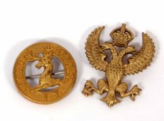 Mixed Lot: "brooched" badge, Lovat Scouts, IY, together with a further "brooched" badge with two-