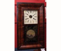 Late 19th century American walnut cased 30-hour wall clock, Jerome & Co - Newhaven, Conn, the