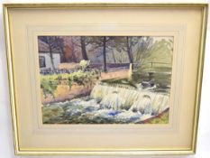 Brian M Wigger, signed watercolour, "Sluice on the River Yare, Cringleford", 35 x 50cms