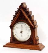 Late 19th century oak cased combination barometer/thermometer, A Everington - Nottingham, the Gothic