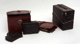 Mixed Lot: Ilex-Universal concertina camera in a fitted stitched leather case together with 6