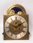 Mid-19th century longcase clock movement, 30cms, Edward Hubbard - Oakham, the arched dial set with