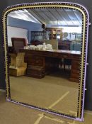 Victorian and later painted overmantel mirror, framed with white glass stone decoration, 132cms wide