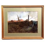 Austin Winterbottom, signed oil, Norfolk landscape, 24 x 33cms
