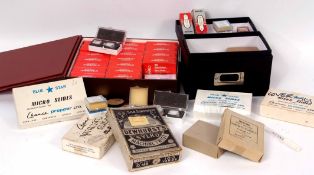 Mixed Lot: large quantity of microscope slides (unused), lamp bulbs etc (qty) (3)