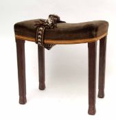 1953 Coronation stool (stamped below), raised on plain octagonal supports, 48cms wide