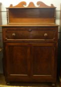 19th century mahogany secretaire cabinet with drop fronted drawer with pigeonholed interior and