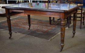 Victorian small wind-out extending dining table on ring turned supports, 149cms including one leaf x