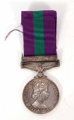 General Service Medal, (ERII) with Malaya bar, 23291890 Spr C W Bowers RE (some file marks to edge)