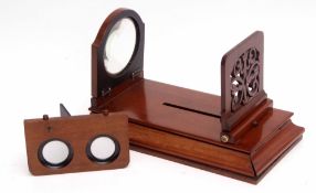 Wooden stereoscopic viewer on stand