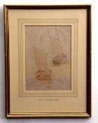 Henry Bright, watercolour, Two fishing boats, 24 x 16cms Provenance; E D Levine, Cromer Antique