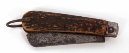 First War period clasp knife, the folding single edged blade stamped "Encore, Turner & Co" and