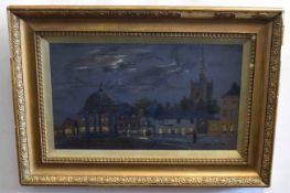 William C Utting, signed pastel, Town scene, 25 x 42cms