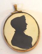 19th century double sided silhouette, profile of a gent and a lady, 7 x 5cms