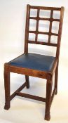 Arts & Crafts style oak dining chair in the manner of Liberty & Co (unmarked), lattice back,