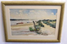 Jason Partner, signed and dated 1960, watercolour, Norfolk estuary, 30 x 50cms