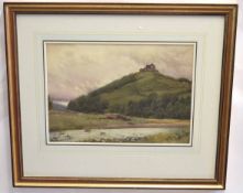 John M Aiken, signed and dated 1907, watercolour, "Aukmdown Castle", 26 x 36cms