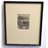 Bigot, signed in pencil to margin, black and white etching, together with three further prints by