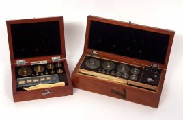 Mixed Lot: two various cased sets of chemist's weights including one by Oertling of London