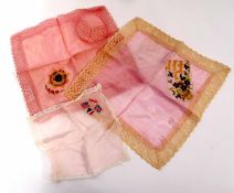 Mixed Lot: WWII period embroidered handkerchiefs including Royal Army Service Corps, 1944 with