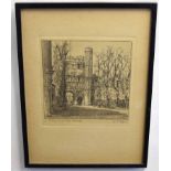 J W King, signed in pencil to margin, black and white print, inscribed "Gateway, Trinity College,